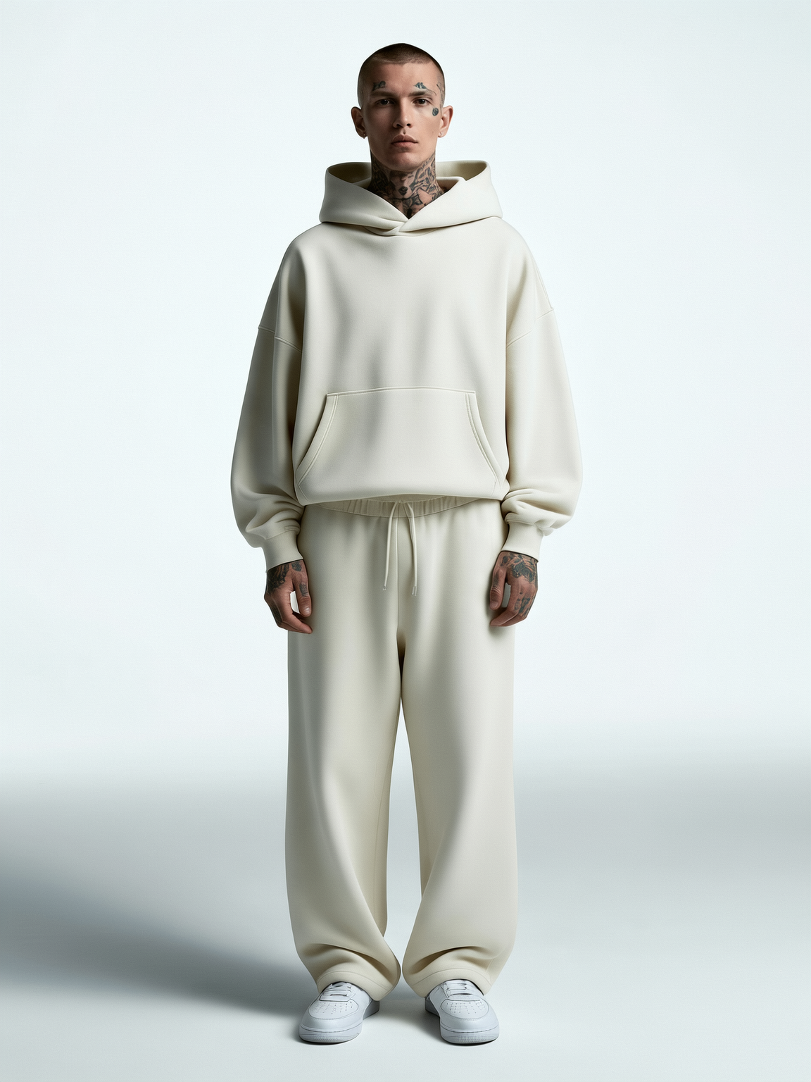 430 GSM Drop Shoulder Hoodie - Star White