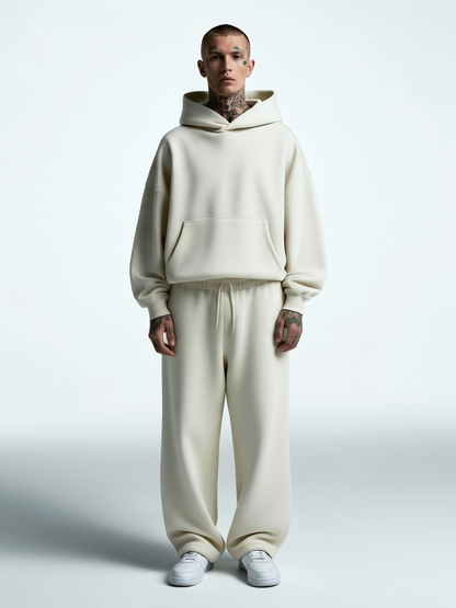 430 GSM Drop Shoulder Hoodie - Star White