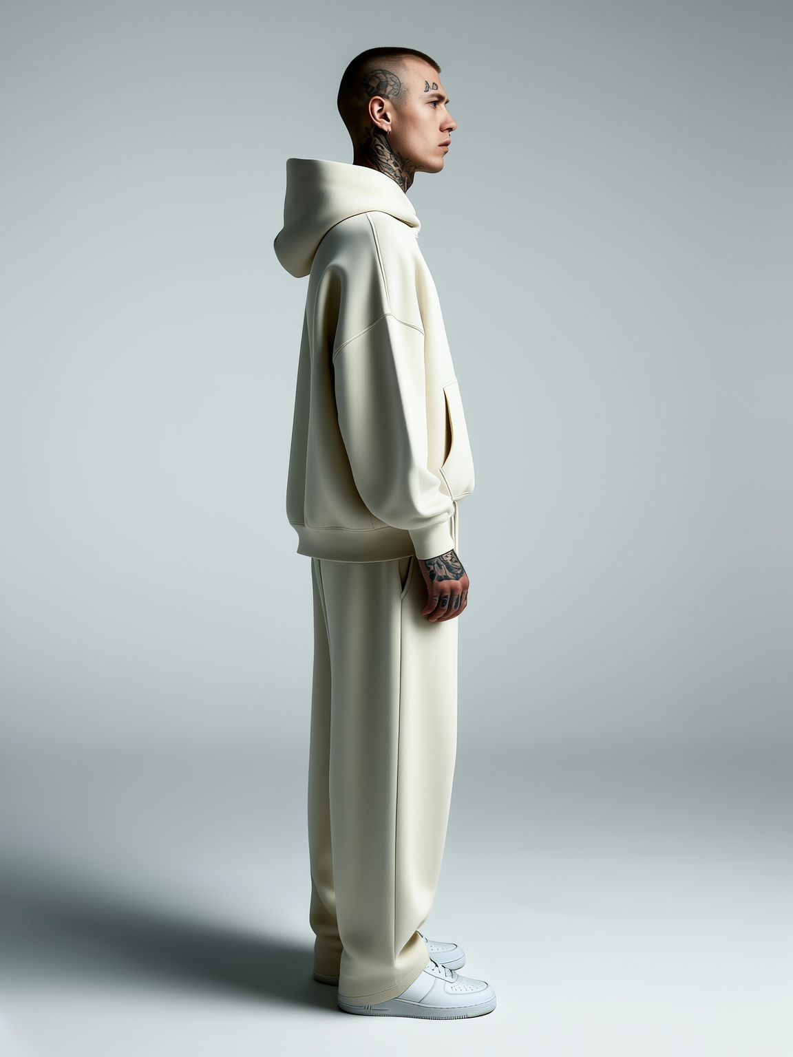 430 GSM Drop Shoulder Hoodie - Star White